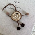 Handmade wool felt cinnamon roll pendant with soft texture and cute brown antenna balls - Milk Tea Donut Lanyard