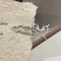 Pince à cheveux vintage en argent avec pierres papillon œil de chat et strass - Pince Papillon Rose (4#)