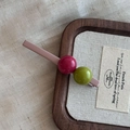 Franse vintage haarspeld met rode en groene kralen op een roze eendenbekclip-basis - 1# Rood Groen Bal Clip