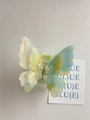 Macro shot of blue and yellow marble patterned butterfly hair claw with gold metal spring - Blue-Green Textured Butterfly Claw Clip (2#)