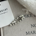 Detailed close-up of cream BB hair clip with black polka dots and metal base - Cream White Black Dot Hollow Triangle