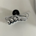 Silver bow hair claw clip with metallic beads on black base for women's half-up hairstyles - Silver Beads Grey Bow