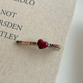 Fermaglio per capelli con cristalli arcobaleno e cuore rosso su base metallica - 8# Cuore Perla Cristallo Accessorio Fermaglio