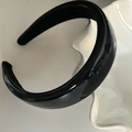 Elegante cerchietto in pelle lucida nera imbottita con un design minimalista ad alta sommità - Fascia per Capelli PU / 3cm / 1# 3CM Nero Cerchietto PU