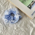Scrunchie a righe bianche e blu con bordo in pizzo bianco doppio per bambine - 9# Elastico per Capelli in Pizzo a Righe Blu e Bianche