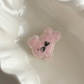 Molletta per capelli orsetto rosa in resina con trama trapuntata e fiocco per ragazze - 2# Coniglio Rosa Tondo