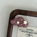 Primer plano de la pinza para el pelo rosa con purpurina, estrellas y diamantes - Estilo Nube Estrella Marrón / Marrón
