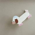 Barrette à cheveux teckel blanc en acrylique avec chapeau bleu et nœud rose - 1# Chien Blanc Jambes Roses (Style Teckel)