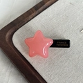 Pink star acetate hair clip with France Handmade lettering on a wooden tray - Pink