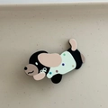 Barrette à cheveux teckel en acrylique avec pois colorés et nœud papillon blanc - 5# Chien Rose à Pois Colorés (Style Teckel)