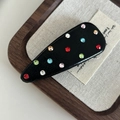 Sparkling multicolored rhinestone leather hair clip in water-drop BB style for women - Black Large Triangle Colorful Rhinestone