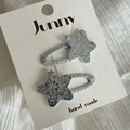 Paire de barrettes à cheveux en forme d'étoile argentée à paillettes pour filles - Pince à Cheveux Étoile Argent Argent