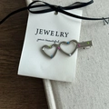 Silver hollow double heart hair clip with colorful dots and ribbon on white card - Silver Double Heart With Colorful Dots