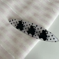 Barrette en acétate à pois avec trois oursons 3D et ornements en strass étincelants - Blanc Noir à Pois Ours Noir
