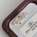 Pince à cheveux en métal avec pois colorés et finition crème pour femmes - Pince ovale blanche en résine points colorés