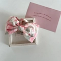 Sweet floral pink fabric bow hair claw clip with golden metal accents for women - 7# Pink-White Flower Bow Claw Clip