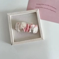 Floral hair clip with pink patterned fabric and three white mesh flower details - 8# Pink-White Flower Mesh BB Clip