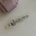 Dettaglio molletta per capelli in acetato con pizzo, cuore a pois e fiocco chic - Striscia Lunga Bianca Fiocco Bianco Cuore