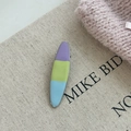 Detail of a tri-color cream enamel hair clip with a minimalist silver metal edge - Wide Strip Hair Clip (7#)