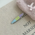 Detailed close-up of a three-color enamel duckbill hair clip on a beige linen background - Slim Strip Hair Clip (6#)