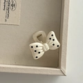 Pinza per capelli a fiocco a pois bianco crema per acconciature da donna eleganti - Fiocco Bianco Piccola Molletta a Croce