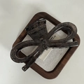 Haarklammer aus Acetat mit braunem Marmormuster und Schleifen-Design auf Holztablett - 1# Schwarz Strukturierte Schleife Haarklammer