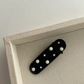 Polka dot oval hair clip in black and white with a glossy retro style finish for women - Black Arc White Polka Dot