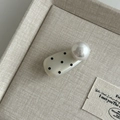 Elegante fermaglio per capelli a pois con grande perla su base beige ruvida - 3# Bianco Latte Triangolo Pois Neri Perla