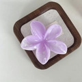 Elegant purple plumeria hair claw clip with marble texture on linen display - Purple Flower Claw Clip