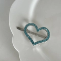 Eleganter silberner Magnet-Haarclip mit herzförmigem blauem Zirkon und glänzendem Strass - Blauer Diamant Herz Hohl Magnetische Haarspange (10#)
