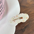 Detail of wavy floral hair clip with orange flowers and gold metal duckbill clip - White Flower Solid Hollow Style (4#)