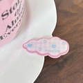 Sweet cloud hair clip with pink gingham pattern and blue heart with Happy Day text - Blue Heart Pink Style (2#)