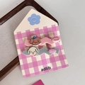 Cute cartoon puppy hair clips set in pink and grey colors for girls with wave design - Brown & White Dog (9#)