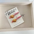 Par de bonitas pinzas para el pelo rosas con dijes de durian 3D y letras decorativas - Patrón de Durián (15#)