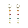 French style colorful sunflower drop earrings with gold plated stainless steel hooks - Colorful