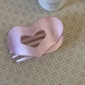 Pink heart-shaped hair claw clip with matte satin finish and hollowed-out design - Transparent Pink Heart Claw Clip