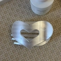 Matte silver hollow double heart hair claw clip for elegant bun hairstyles - Gray Heart Claw Clip