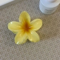 Floral plumeria hair claw clip in vibrant yellow with orange gradient finish - Yellow Flower Scrunchie