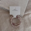 Elastic braided hair ties in cream and dusty rose colors for high ponytail styling - Spiral Hair Ties Pair / Pink