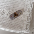 Barrette à cheveux ovale grise avec motif d'ours en peluche et cupcake sur fond de dentelle - Ours Gris