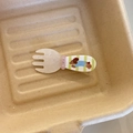 Cute cartoon puppy hair clip with fork shape, polka dots and striped design for women - White Green Striped Dog Fork Hair Clip