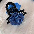 Pinza para el pelo con rosas vaqueras y flores de tela azul para mujer moda - Pinza de Flor de Denim