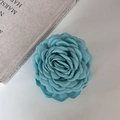 Large denim blue rose hair claw clip for women with vintage fabric flower design - Greenish Blue / Large