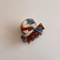 Elegante pinza para el pelo de acetato de carey con letras doradas de estilo retro - Estilo con Patrón de Carey Azul Blanco