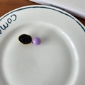 Sweet ribbon hair clip with a black textured oval and a light purple pearl bead - #7 Black Fabric with Purple Ball
