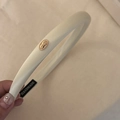 Elegant ivory satin padded headband with a golden metal buckle and handmade label - Rice White (Gold Label)