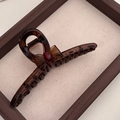 Brown tortoiseshell hair claw clip with bow and France handmade gold lettering detail - Coffee Bow Large Cross Claw Clip