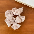 Sweet light pink organza scrunchies with floral lace bows and silver metal clips - Lace Scrunchie with Three Bows