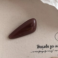 French style dark brown acetic acid water-drop hair clip with handmade gold lettering - 5# Brown Texture