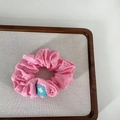 Elastico per capelli rosa ricamato con piccola toppa floreale blu decorativa - Decorazione Fiore Blu / Stile Ricamo con Occhielli Rosa Rosso (12#)